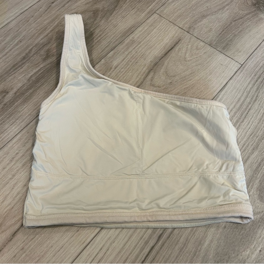 Klassy Network One-Shoulder Cream Crop Top - Picture 3 of 8